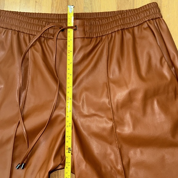 *last chance* Nine West | faux leather brown pants w/ draw string tie at waist - Picture 9 of 16